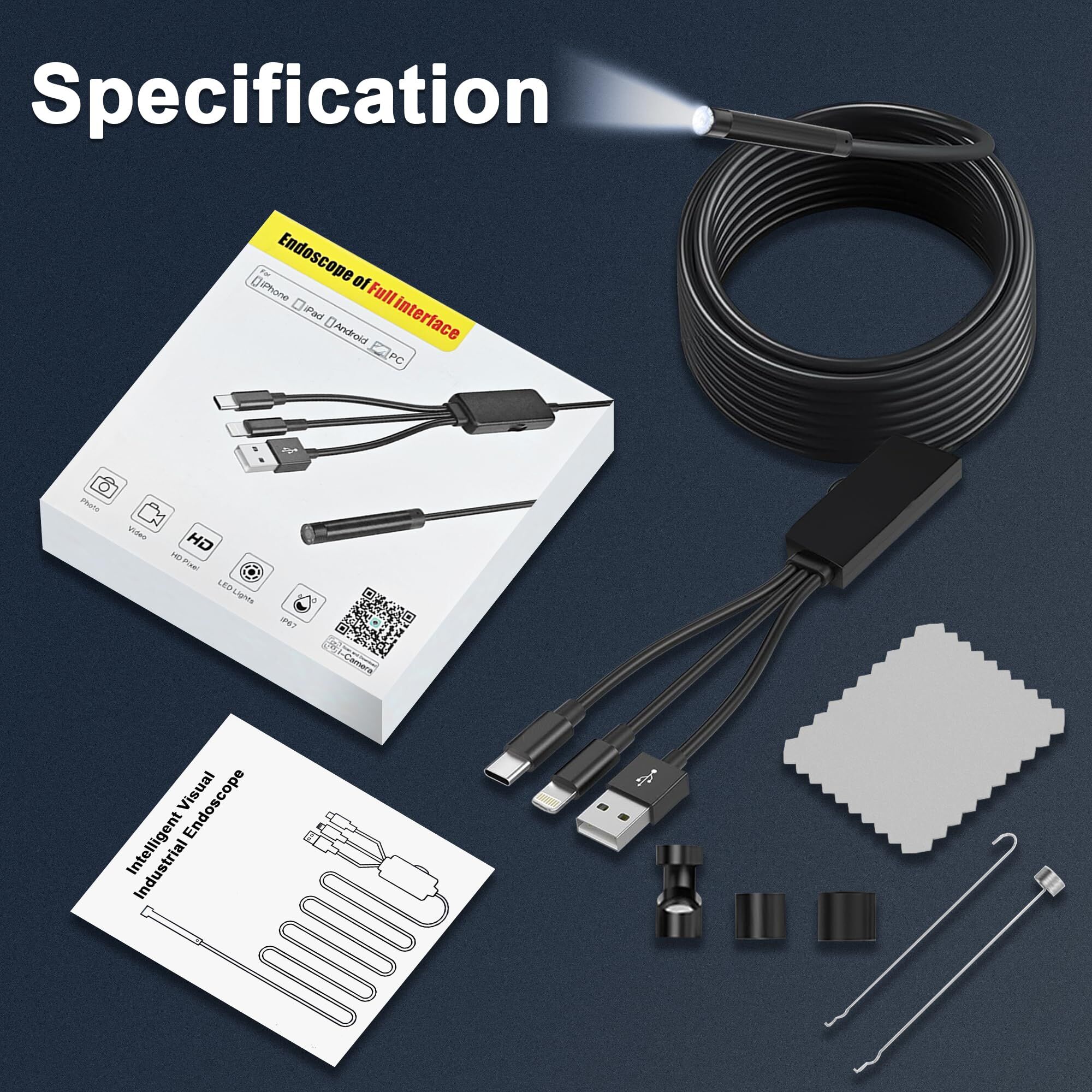 Nova chegada 3 em 1 1080p câme - Endoscope Inspection Camera avaliação e preço