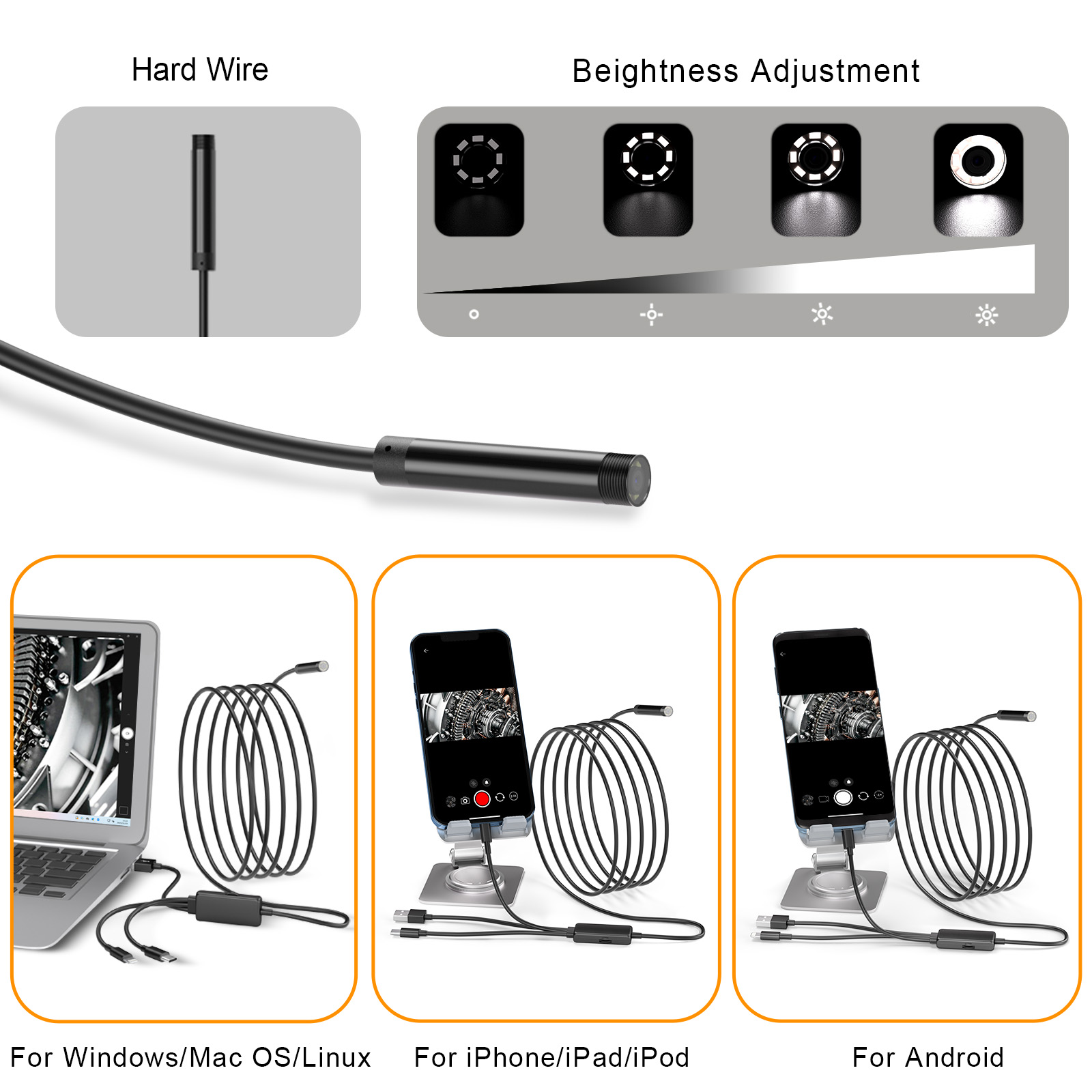 Nova chegada 3 em 1 1080p câme - Endoscope Inspection Camera avaliação e preço